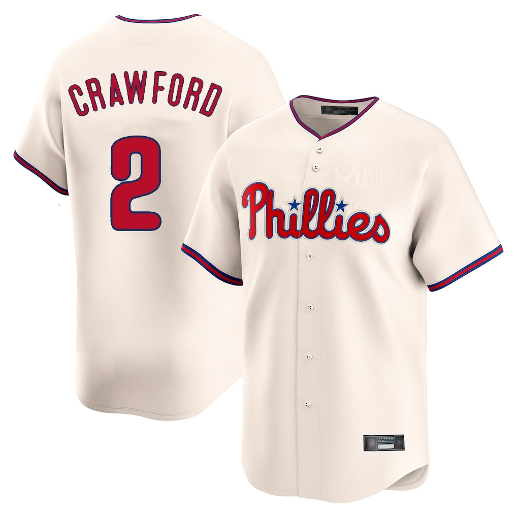 MATTH P.Phillies #2 Justin Crawford Player Cream Home Limited Stitched Jerseys