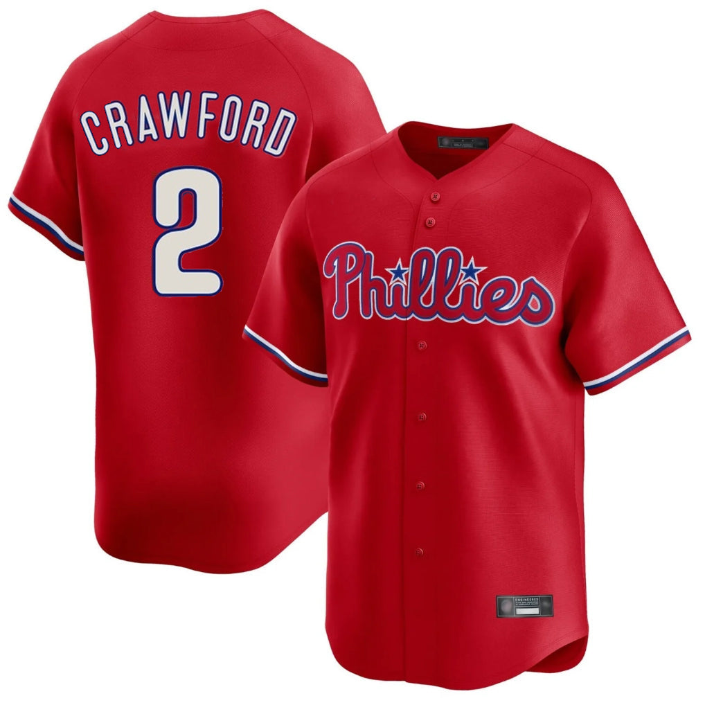 MATTH P.Phillies #2 Justin Crawford Player Red Home Limited Stitched Jerseys