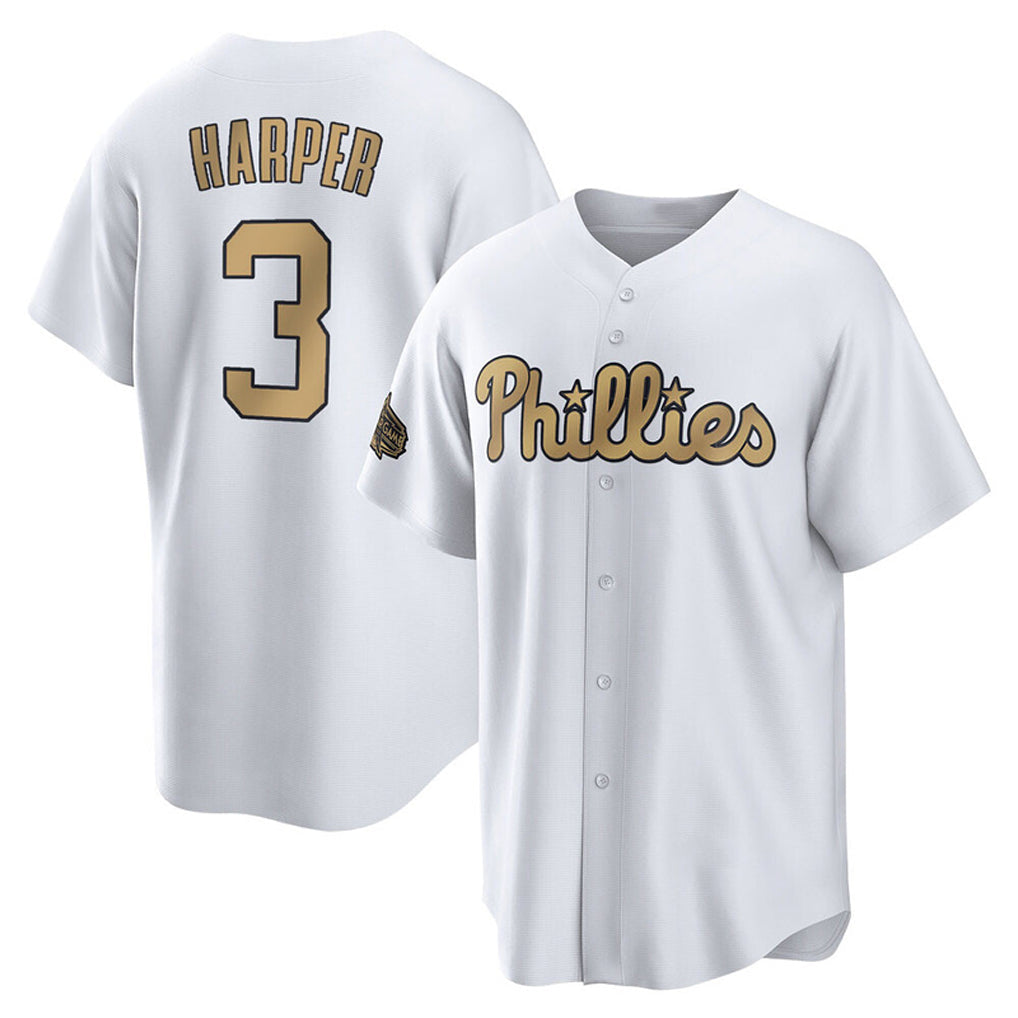 MATTH P.Phillies #3 Bryce Harper Player Gold All-Star Home Game Stitched Jerseys