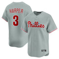 MATTH P.Phillies #3 Bryce Harper Player Gray Home Limited Stitched Jerseys