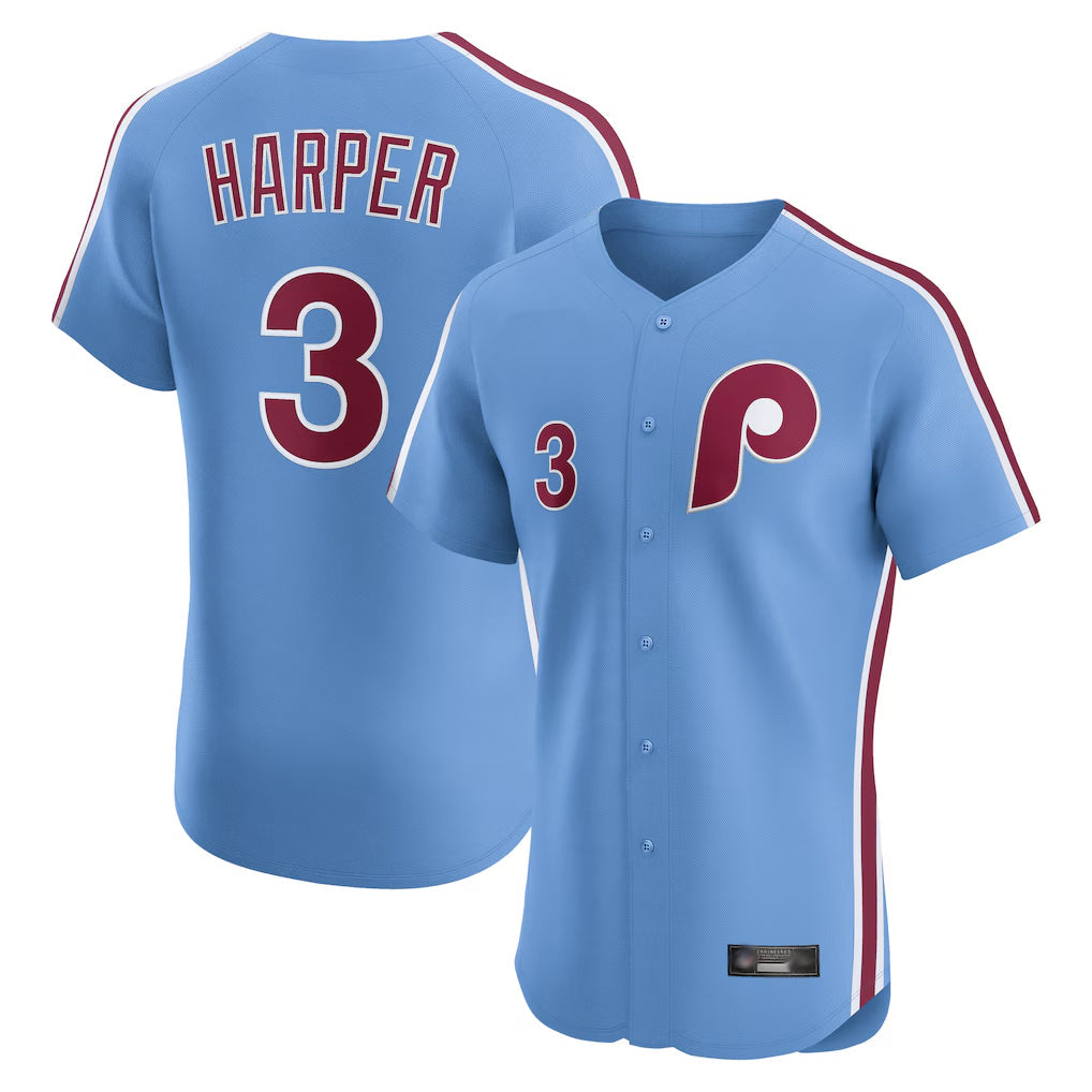 MATTH P.Phillies #3 Bryce Harper Player Light Blue Home Limited Elite Stitched Jerseys