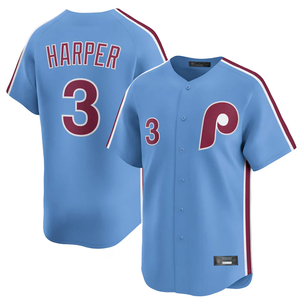 MATTH P.Phillies #3 Bryce Harper Player Light Blue Home Limited Stitched Jerseys