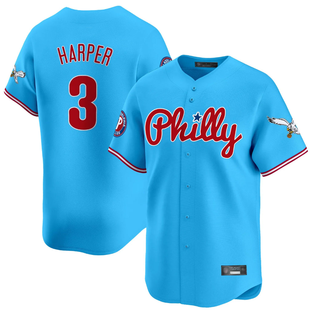 MATTH P.Phillies #3 Bryce Harper Player Light Blue Phillies & Eagles Vapor Premier Limited Stitched Jerseys