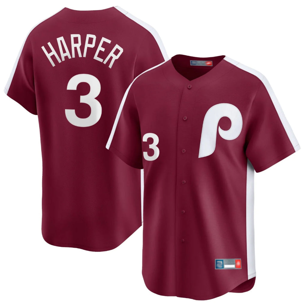 MATTH P.Phillies #3 Bryce Harper Player Red Cooperstown Collection Limited Home Stitched Jerseys