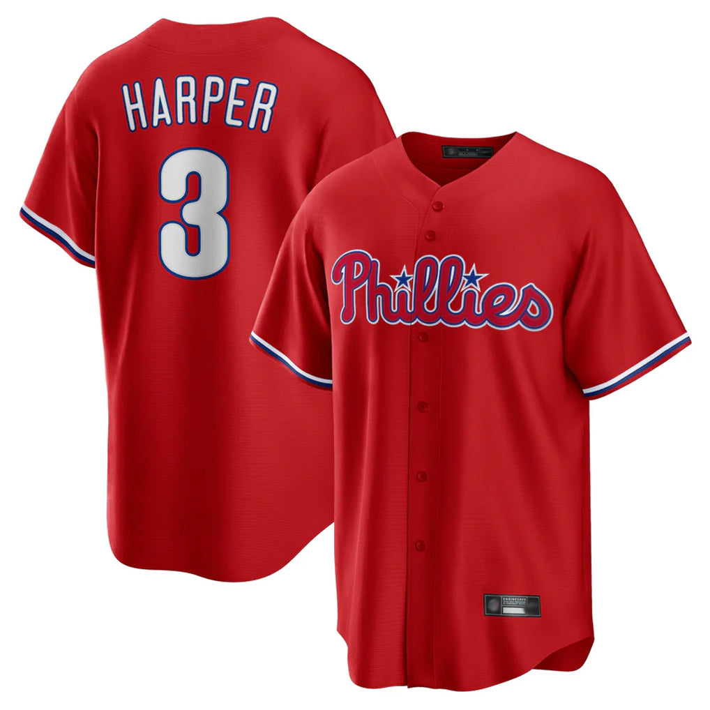 MATTH P.Phillies #3 Bryce Harper Player Red Home Game Stitched Jerseys