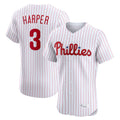 MATTH P.Phillies #3 Bryce Harper Player White Home Limited Elite Stitched Jerseys