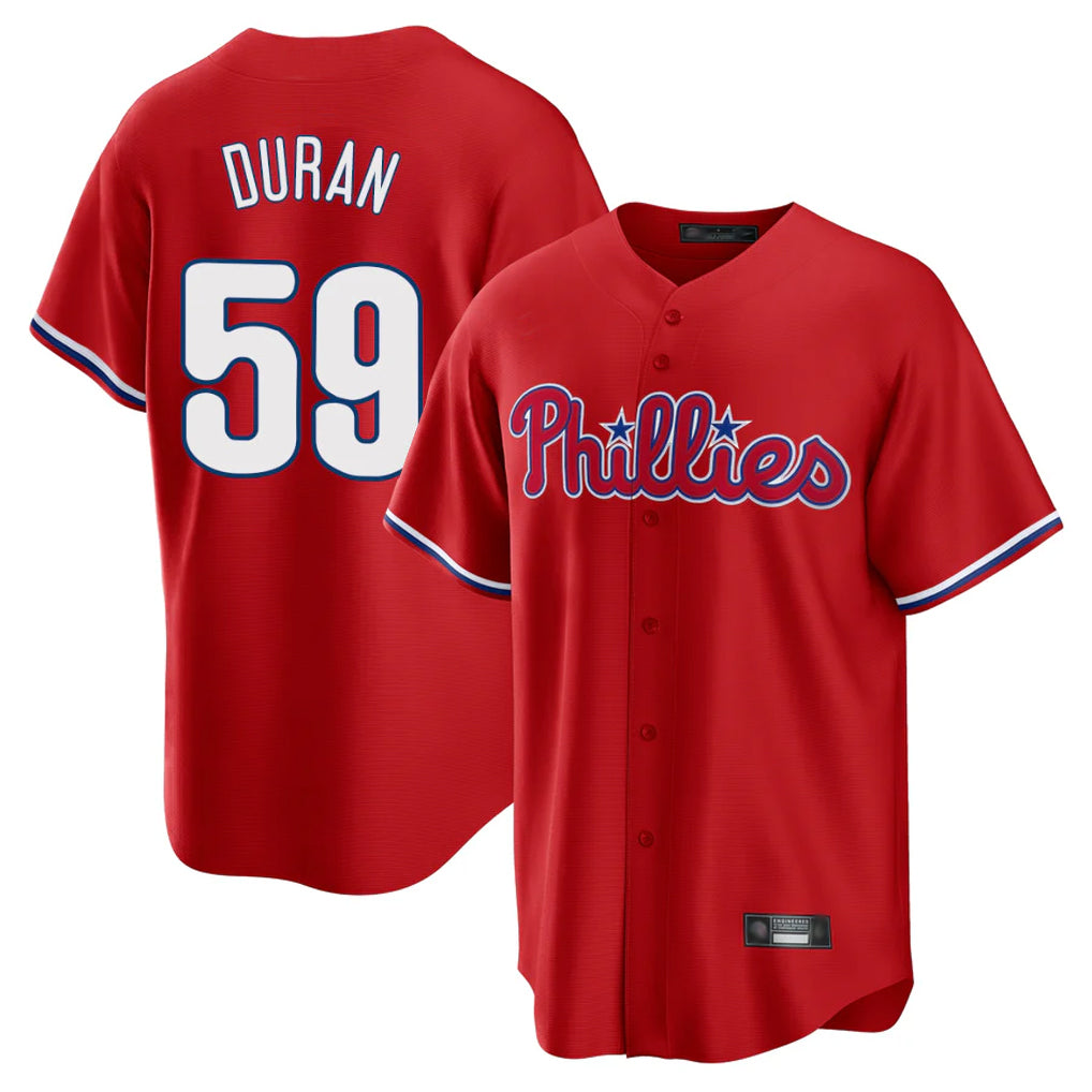 MATTH P.Phillies #59 Jhoan Duran Player Red Home Game Stitched Jerseys