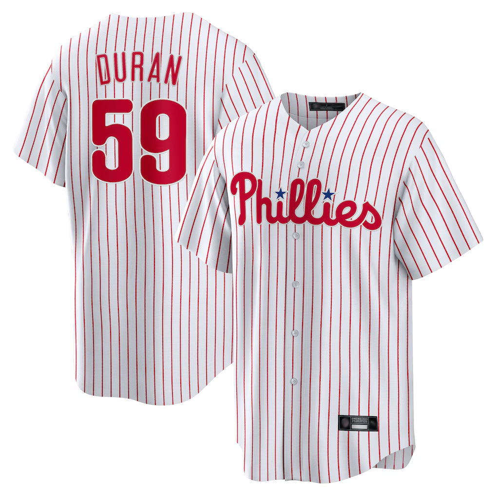 MATTH P.Phillies #59 Jhoan Duran Player White Home Game Stitched Jerseys