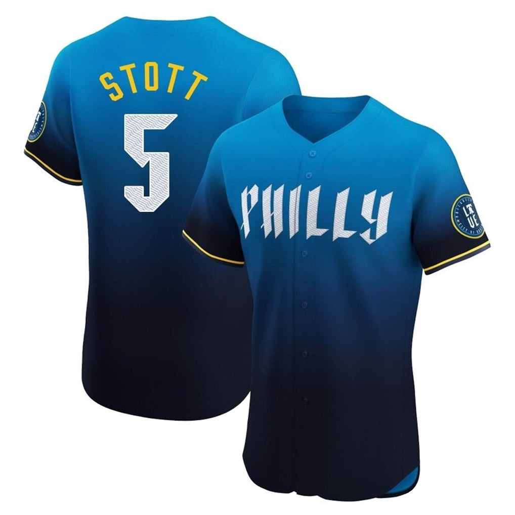 MATTH P.Phillies #5 Bryson Stott Player Blue City Connect Home Limited Elite Stitched Jerseys