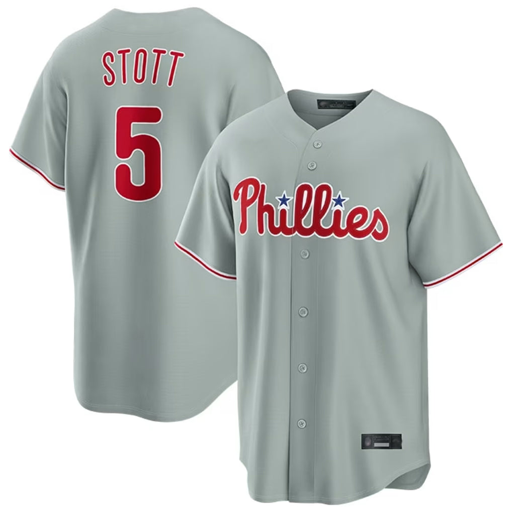 MATTH P.Phillies #5 Bryson Stott Player Gray Home Game Stitched Jerseys