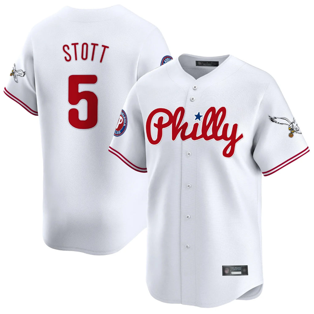 MATTH P.Phillies #5 Bryson Stott Player White Phillies & Eagles Vapor Premier Limited Stitched Jerseys