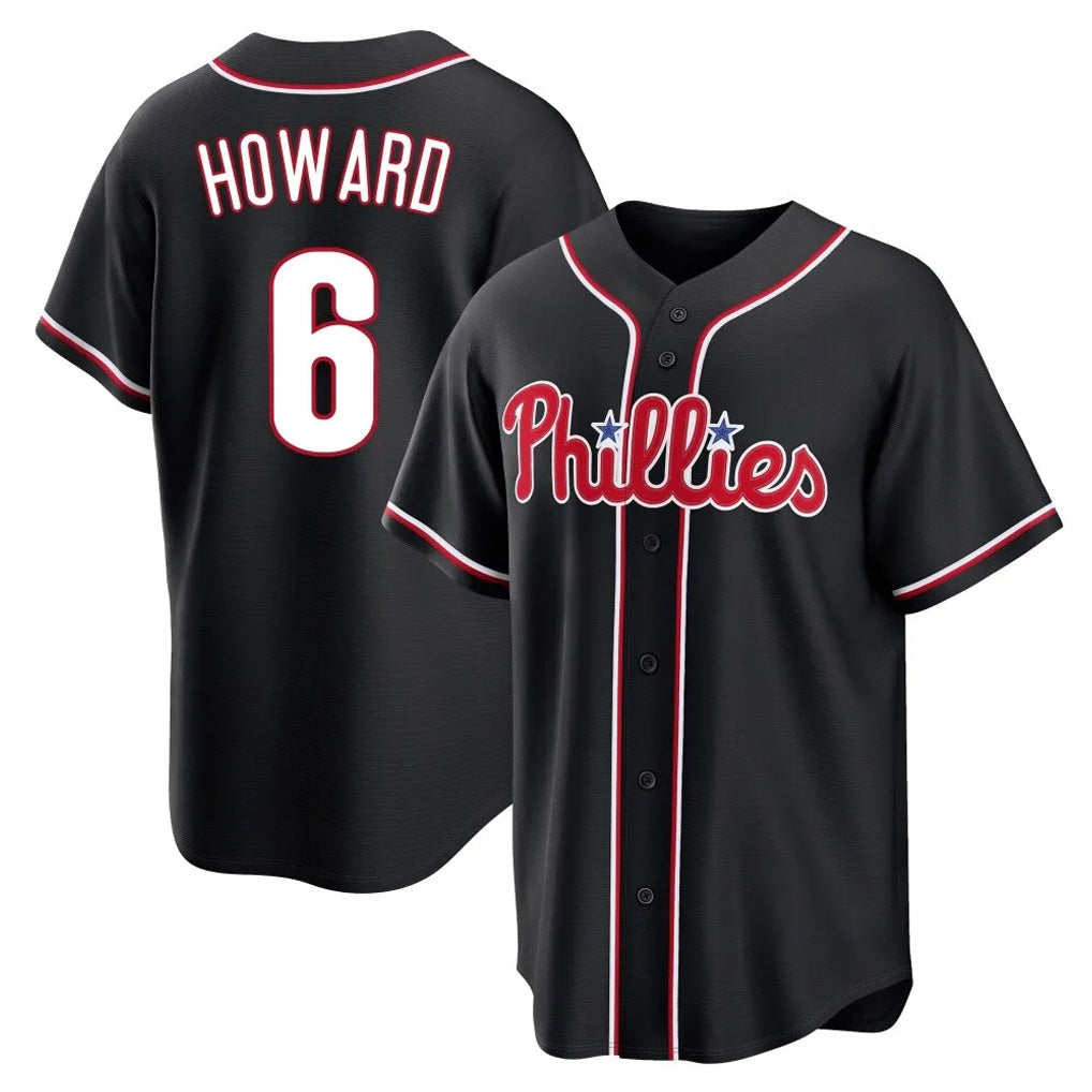 MATTH P.Phillies #6 Ryan Howard Player Black Fashion Out Home Game Stitched Jerseys