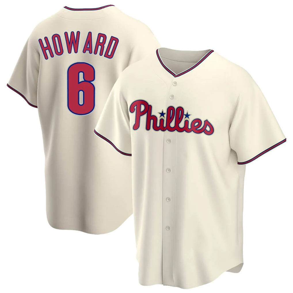 MATTH P.Phillies #6 Ryan Howardr Player Cream Home Game Stitched Jerseys