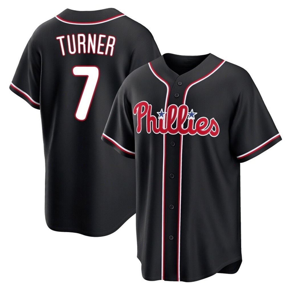 MATTH P.Phillies #7 Trea Turner Player Black Fashion Out Home Game Stitched Jerseys