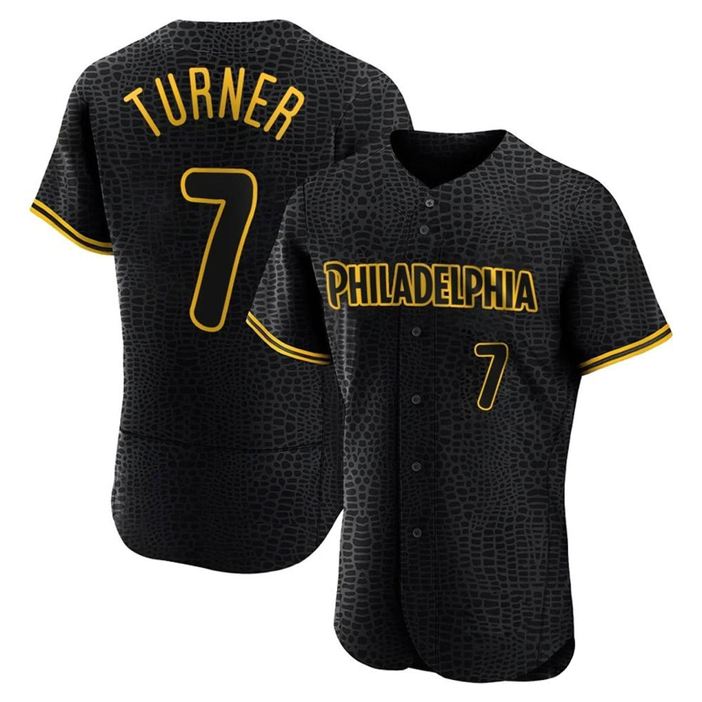 MATTH P.Phillies #7 Trea Turner Player Black Snake Skin City Home Limited Elite Stitched Jerseys