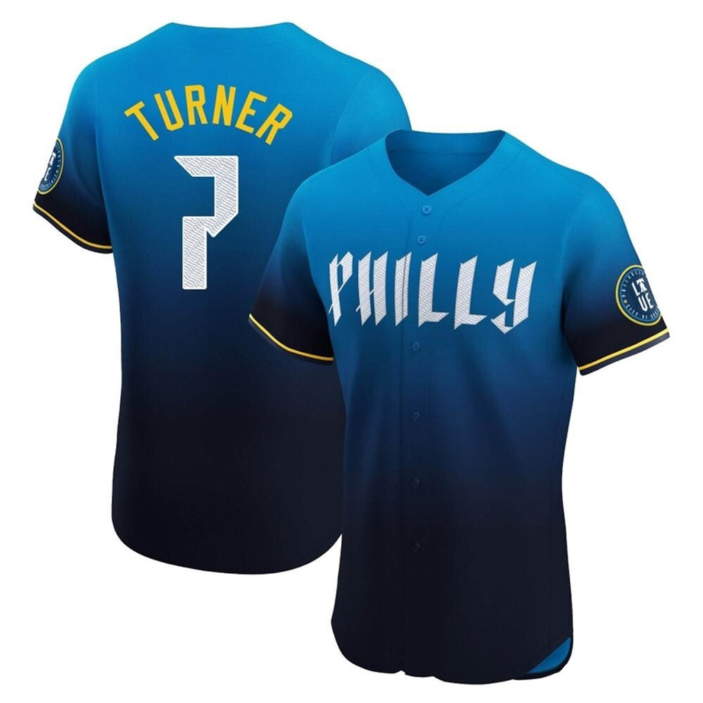 MATTH P.Phillies #7 Trea Turner Player Blue City Connect Home Limited Elite Stitched Jerseys