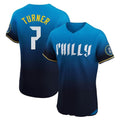 MATTH P.Phillies #7 Trea Turner Player Blue City Connect Home Limited Elite Stitched Jerseys