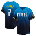 MATTH P.Phillies #7 Trea Turner Player Blue City Connect Home Limited Stitched Jerseys