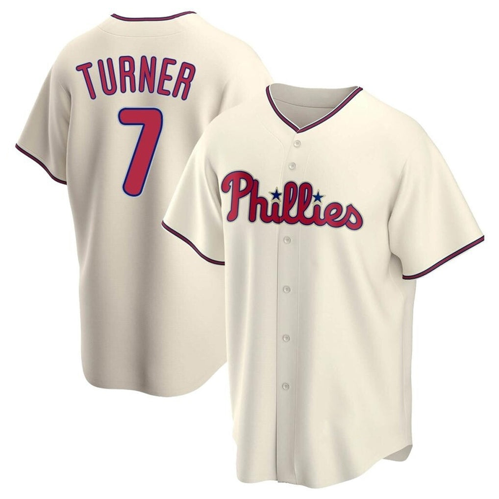 MATTH P.Phillies #7 Trea Turner Player Cream Home Game Stitched Jerseys