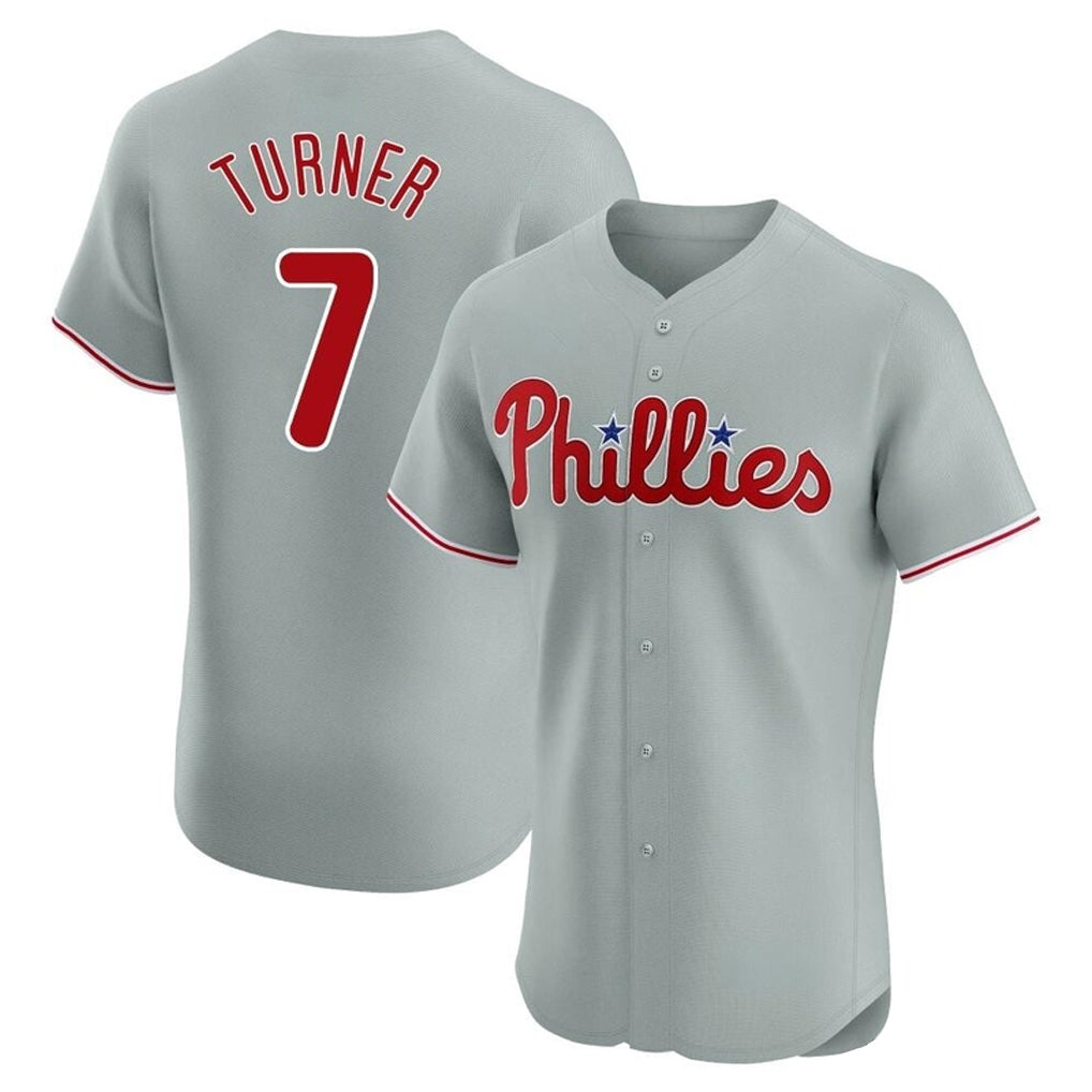 MATTH P.Phillies #7 Trea Turner Player Gray Home Limited Elite Stitched Jerseys