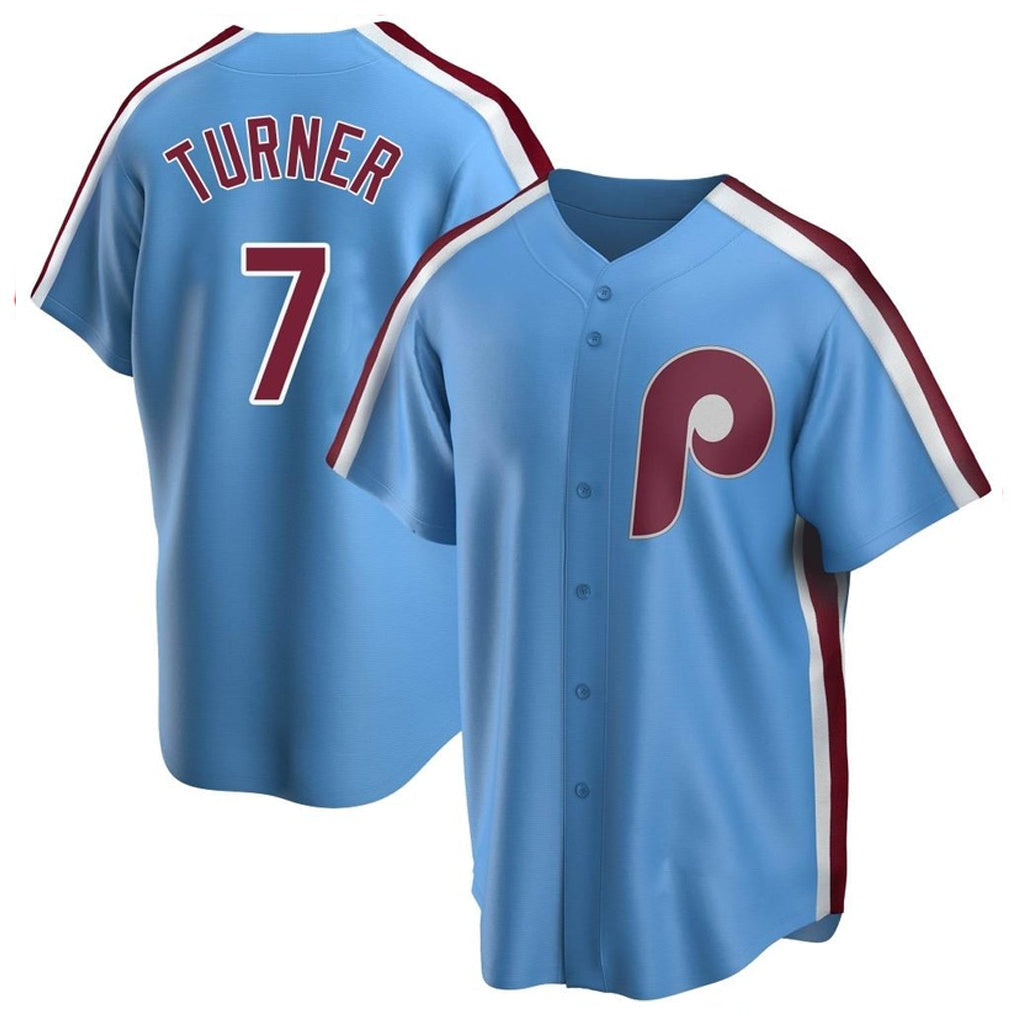MATTH P.Phillies #7 Trea Turner Player Light Blue Home Game Stitched Jerseys