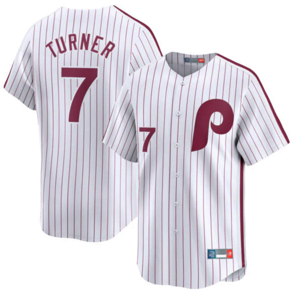 MATTH P.Phillies #7 Trea Turner Player White Cooperstown Collection Limited Home Stitched Jerseys