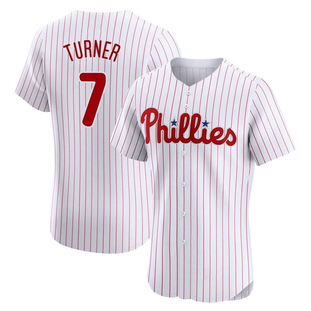 MATTH P.Phillies #7 Trea Turner Player White Pinstripe Phillies & Eagles Vapor Premier Limited Elite Stitched Jerseys