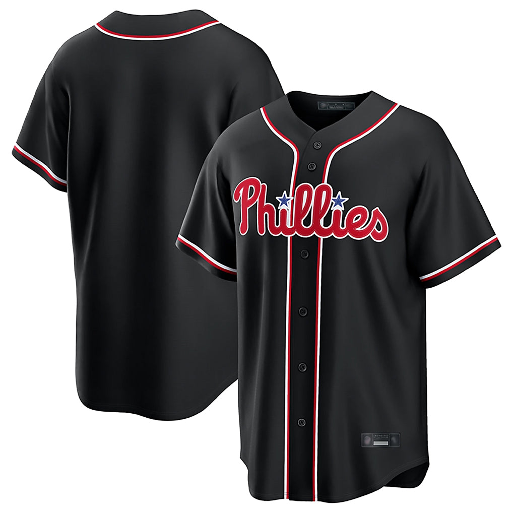 MATTH P.Phillies Blank Player Black Fashion Out Home Game Stitched Jerseys