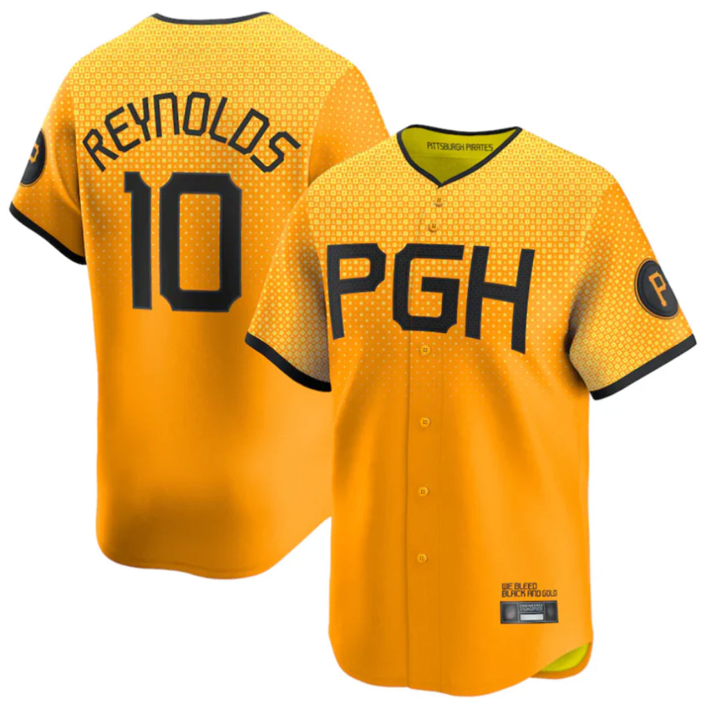 MATTH P.Pirates #10 Bryan Reynolds Player Gold City Connect Home Game Stitched Jerseys
