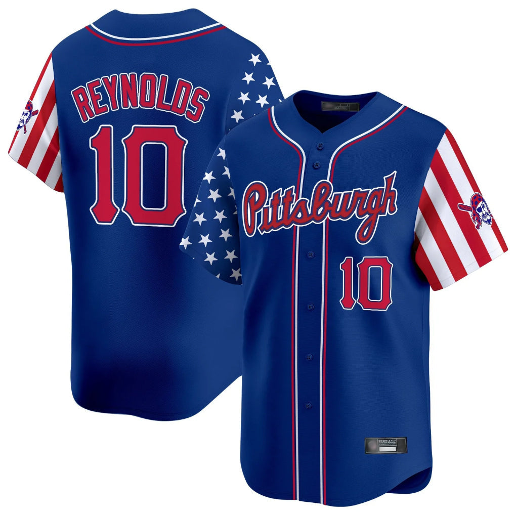 MATTH P.Pirates #10 Bryan Reynolds Player Royal 2025 Independence Day Vapor Premier Limited Stitched Jerseys