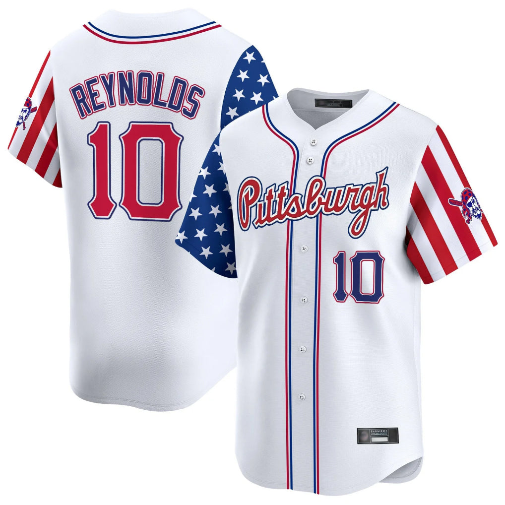 MATTH P.Pirates #10 Bryan Reynolds Player White 2025 Independence Day Vapor Premier Limited Stitched Jerseys