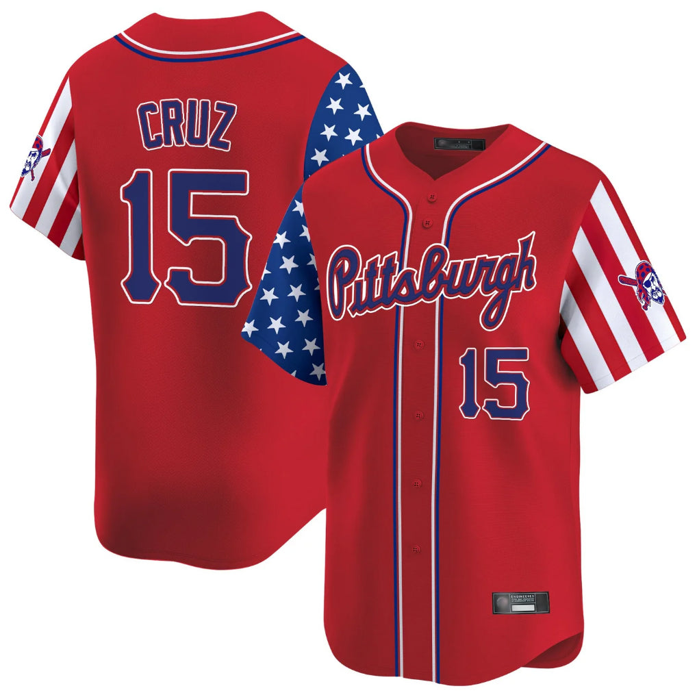 MATTH P.Pirates #15 Oneil Cruz Player Red 2025 Independence Day Vapor Premier Limited Stitched Jerseys