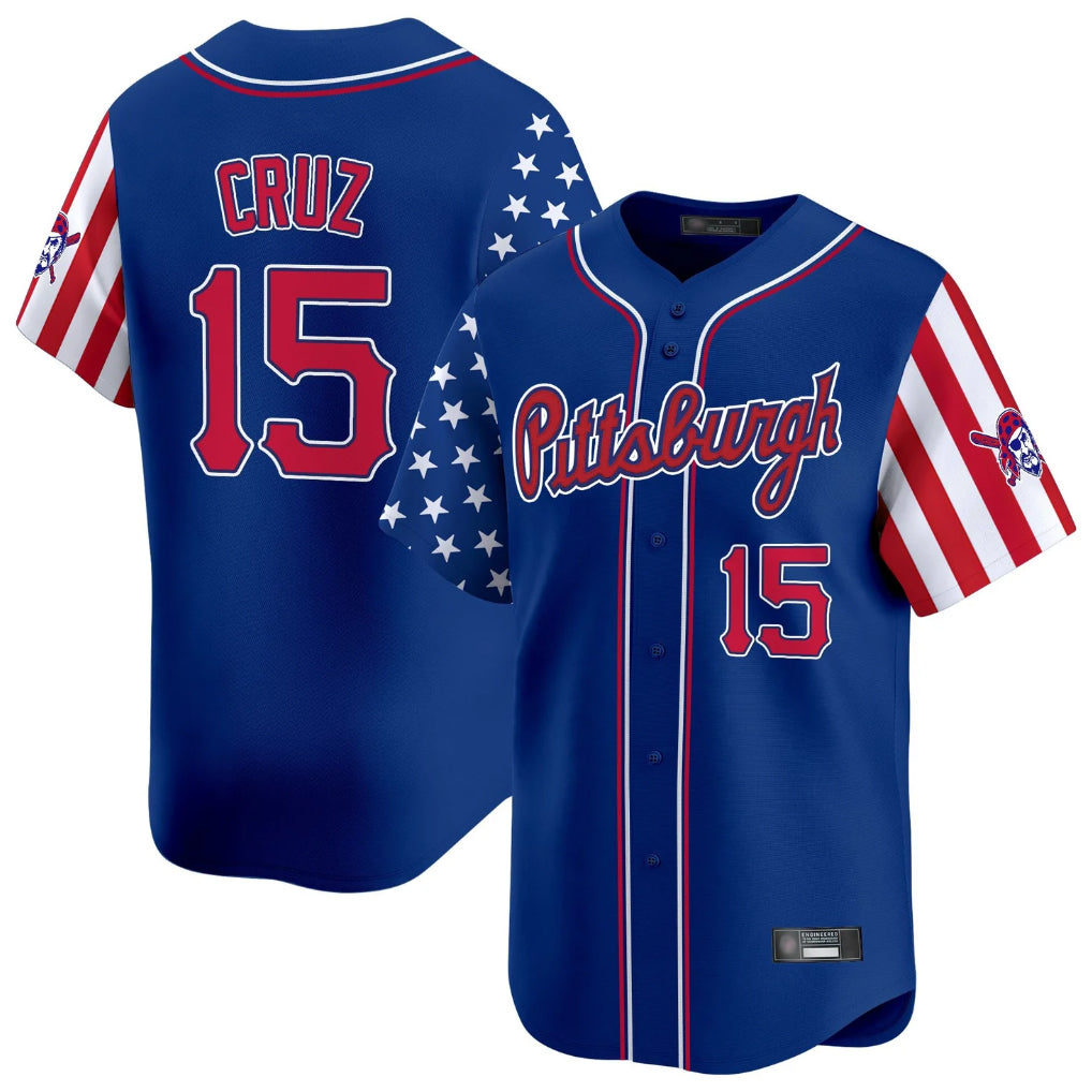MATTH P.Pirates #15 Oneil Cruz Player Royal 2025 Independence Day Vapor Premier Limited Stitched Jerseys