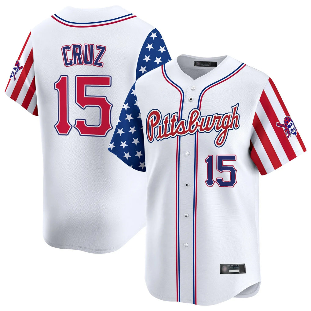 MATTH P.Pirates #15 Oneil Cruz Player White 2025 Independence Day Vapor Premier Limited Stitched Jerseys