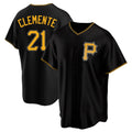 MATTH P.Pirates #21 Roberto Clemente Player Black Alternate 2025 Home Game Stitched Jerseys