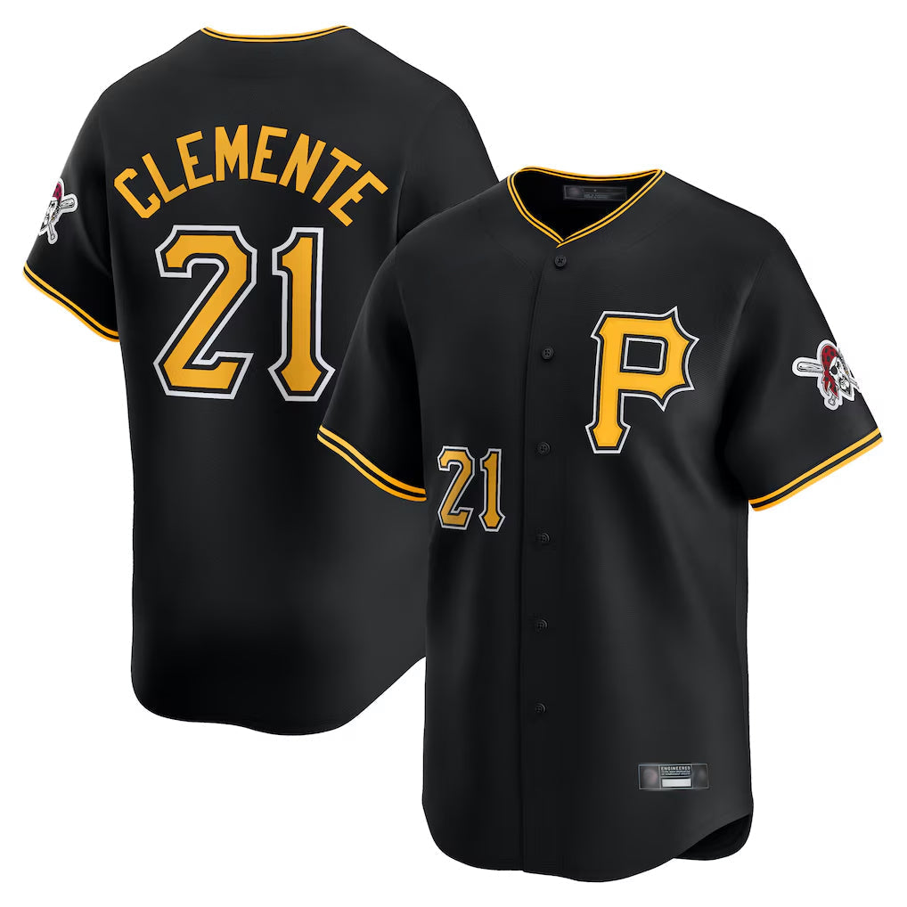 MATTH P.Pirates #21 Roberto Clemente Player Black Alternate Limited Game Stitched Jerseys