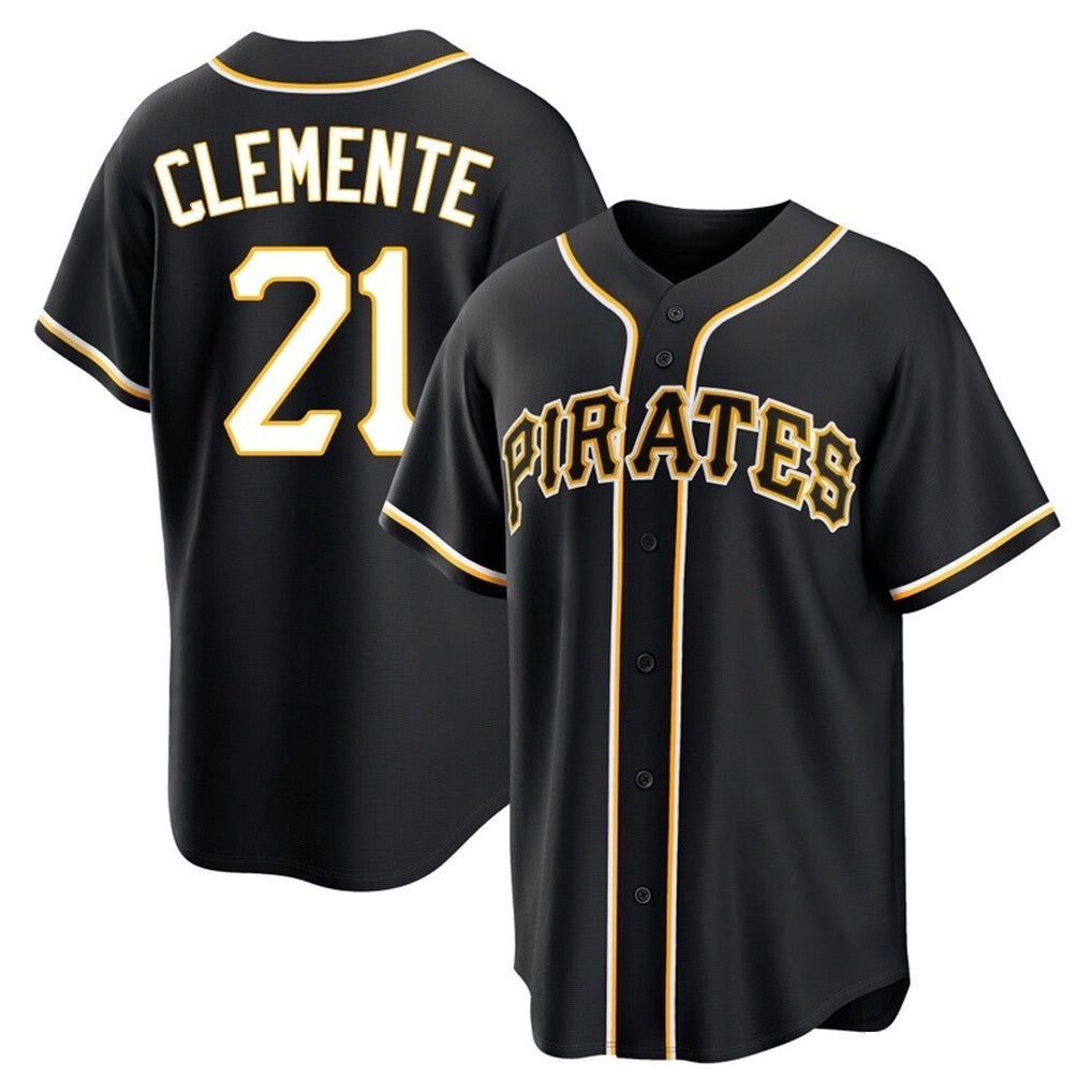 MATTH P.Pirates #21 Roberto Clemente Player Black Fashion Out Home Game Stitched Jerseys