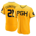 MATTH P.Pirates #21 Roberto Clemente Player Gold City Connect Home Limited Elite Stitched Jerseys
