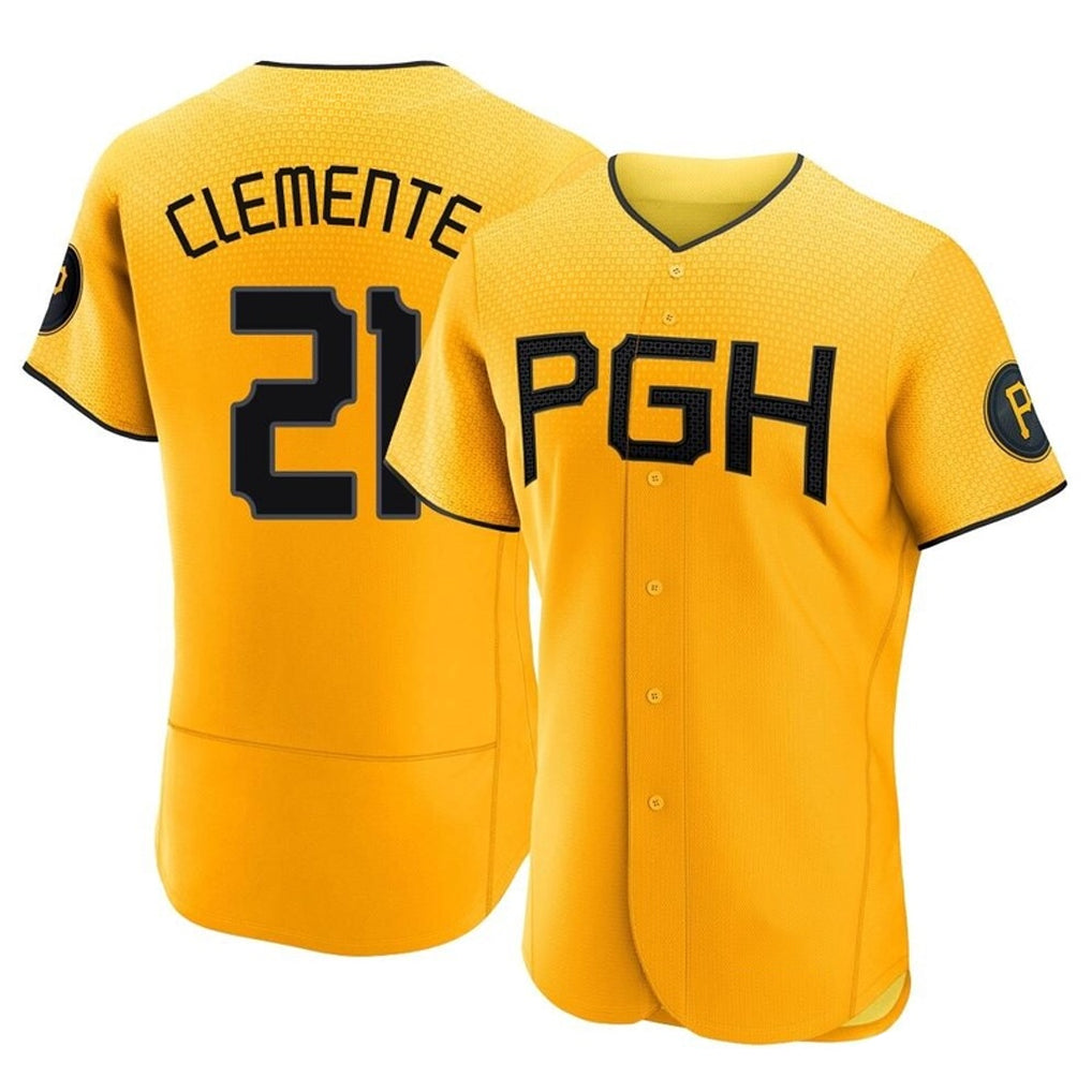 MATTH P.Pirates #21 Roberto Clemente Player Gold City Connect Home Limited Elite Stitched Jerseys