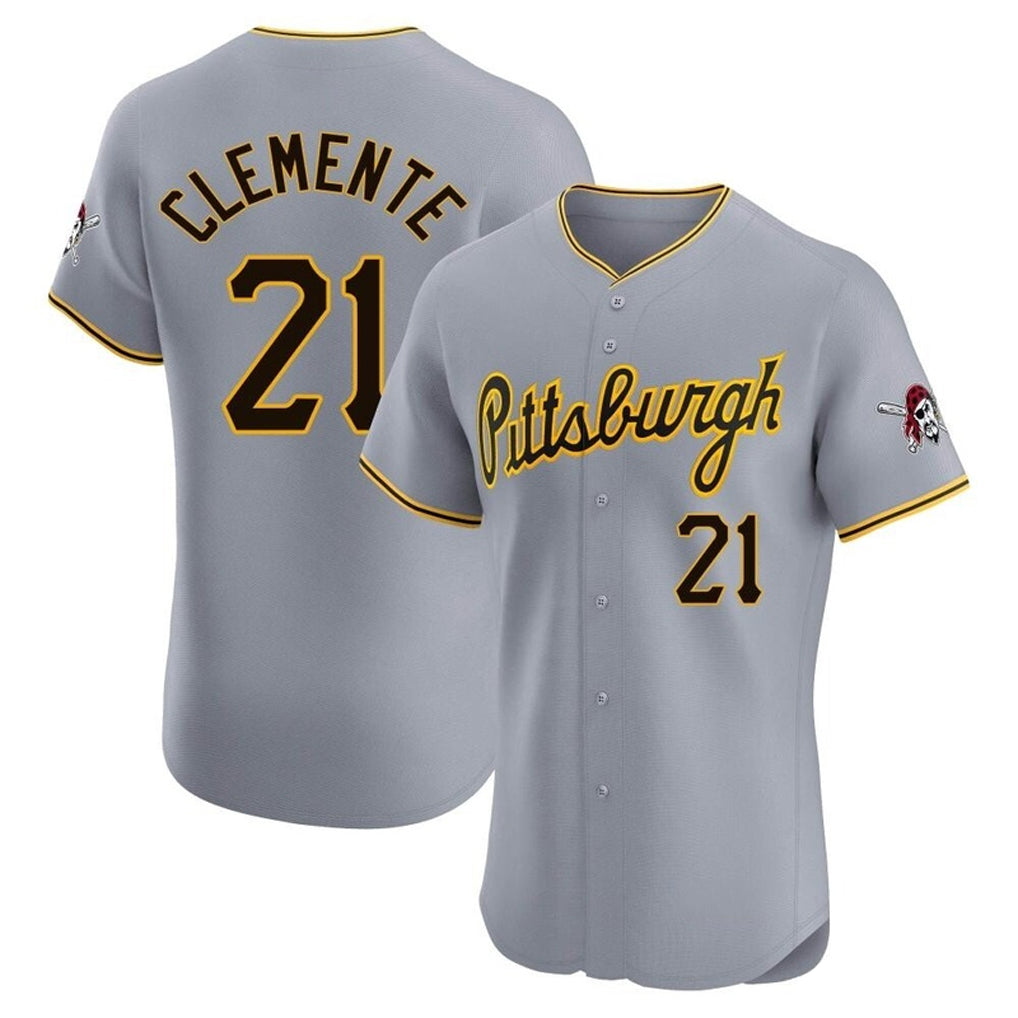 MATTH P.Pirates #21 Roberto Clemente Player Gray Road Home Limited Elite Stitched Jerseys