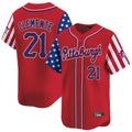 MATTH P.Pirates #21 Roberto Clemente Player Red 2025 Independence Day Vapor Premier Limited Stitched Jerseys