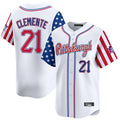 MATTH P.Pirates #21 Roberto Clemente Player White 2025 Independence Day Vapor Premier Limited Stitched Jerseys