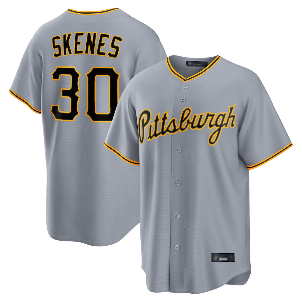MATTH P.Pirates #30 Paul Skenes Player Gray Road Home Game Stitched Jerseys