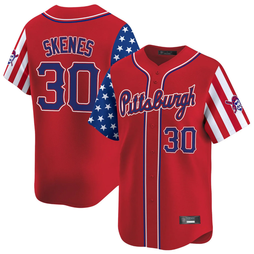 MATTH P.Pirates #30 Paul Skenes Player Red 2025 Independence Day Vapor Premier Limited Stitched Jerseys