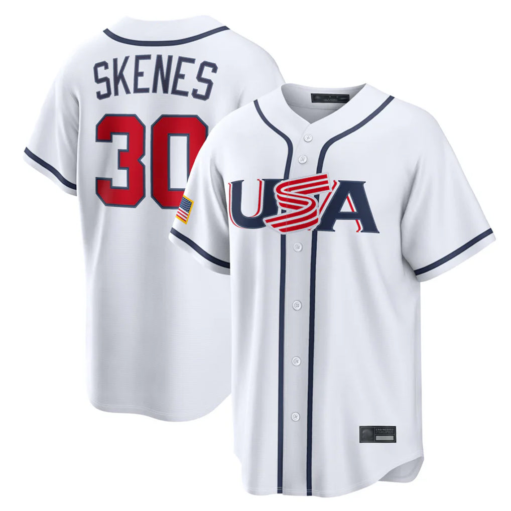 MATTH P.Pirates #30 Paul Skenes Player White USA 2026 World Classic Home Limited Stitched Jerseys