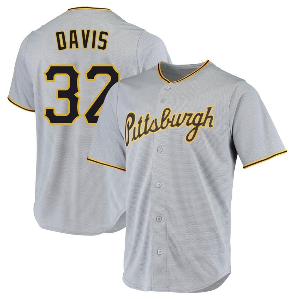 MATTH P.Pirates #32 Henry Davis Player Gray Road Home Game Stitched Jerseys