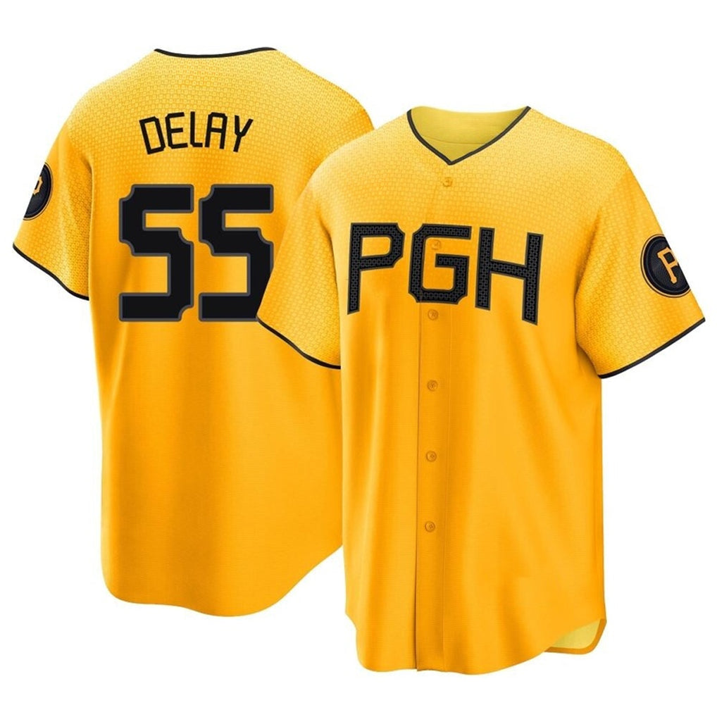 MATTH P.Pirates #55 Jason Delay Player Gold City Connect Home Game Stitched Jerseys