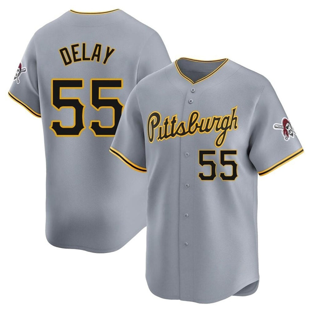 MATTH P.Pirates #55 Jason Delay Player Gray Road Home Limited Stitched Jerseys