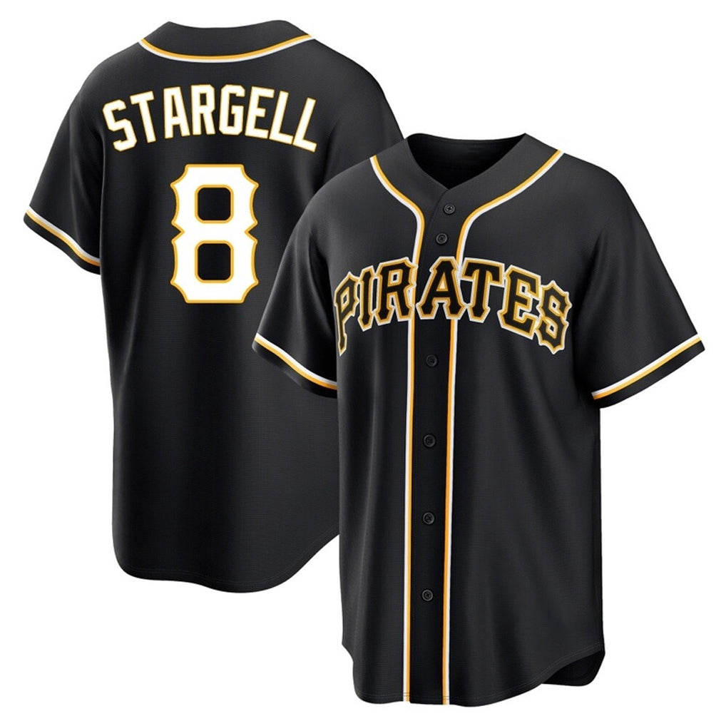 MATTH P.Pirates #8 Willie Stargell Player Black Fashion Out Home Game Stitched Jerseys