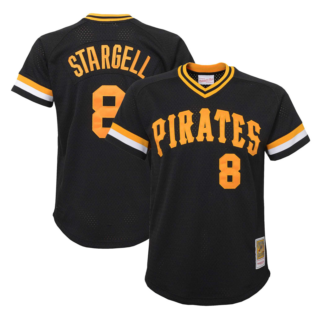 MATTH P.Pirates #8 Willie Stargell Player Black Mitchell & Ness Black Cooperstown Collection Mesh Batting Limited Stitched Jerseys